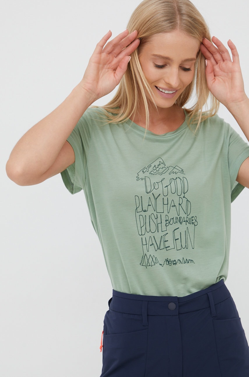 Houdini Tricou Tree Message Femei, Culoarea Verde