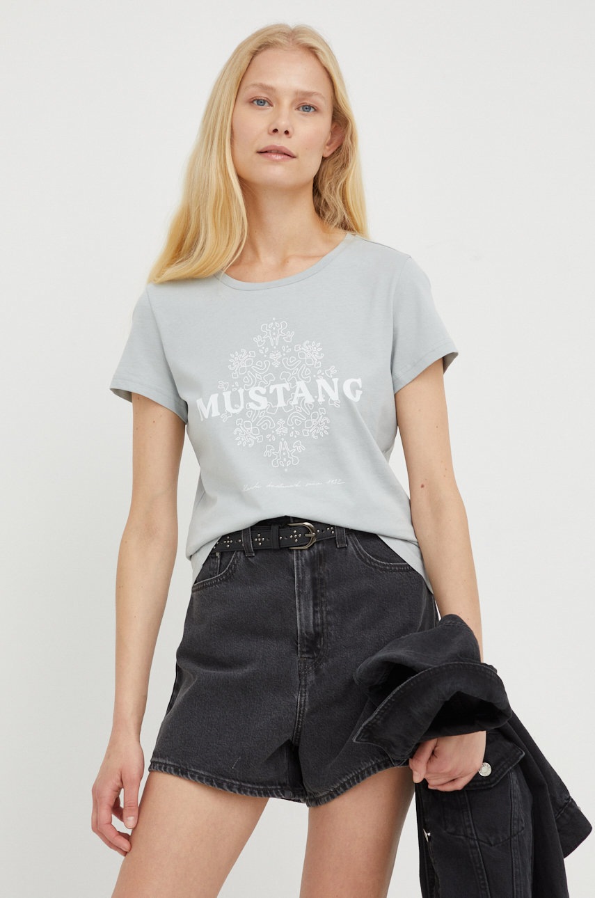

Памучна тениска Mustang в сиво, Сив