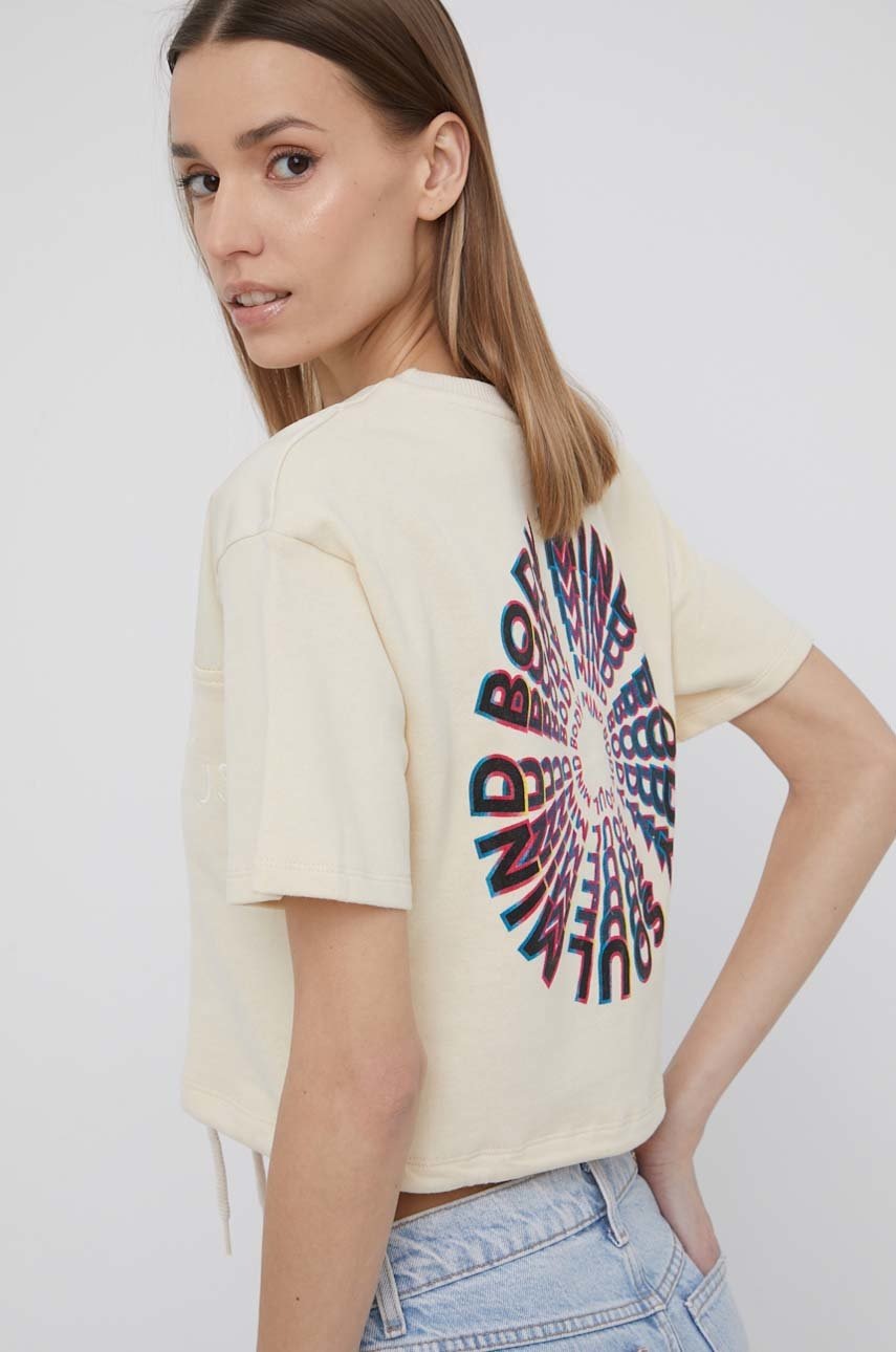 

Памучна тениска Desigual в бежово, Бежов