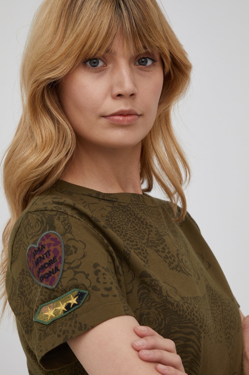 

Бавовняна футболка Desigual колір коричневий
