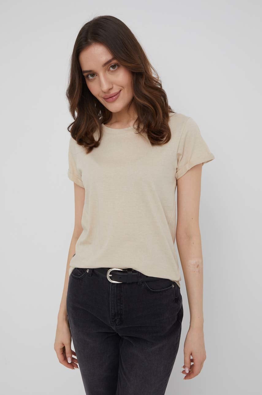 Brave soul tricou din bumbac culoarea bej