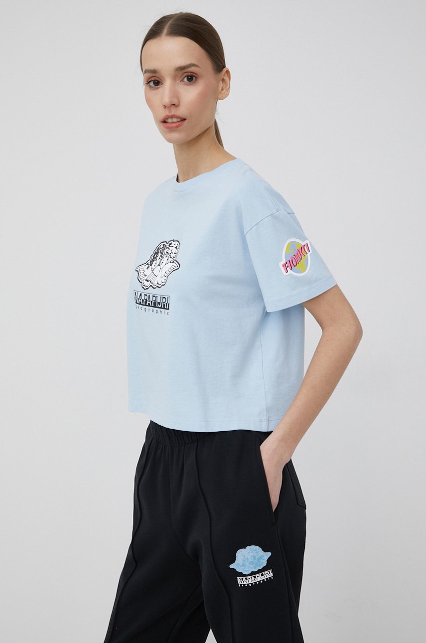 

Памучна тениска Napapijri Napapijri X Fiorucci, Син