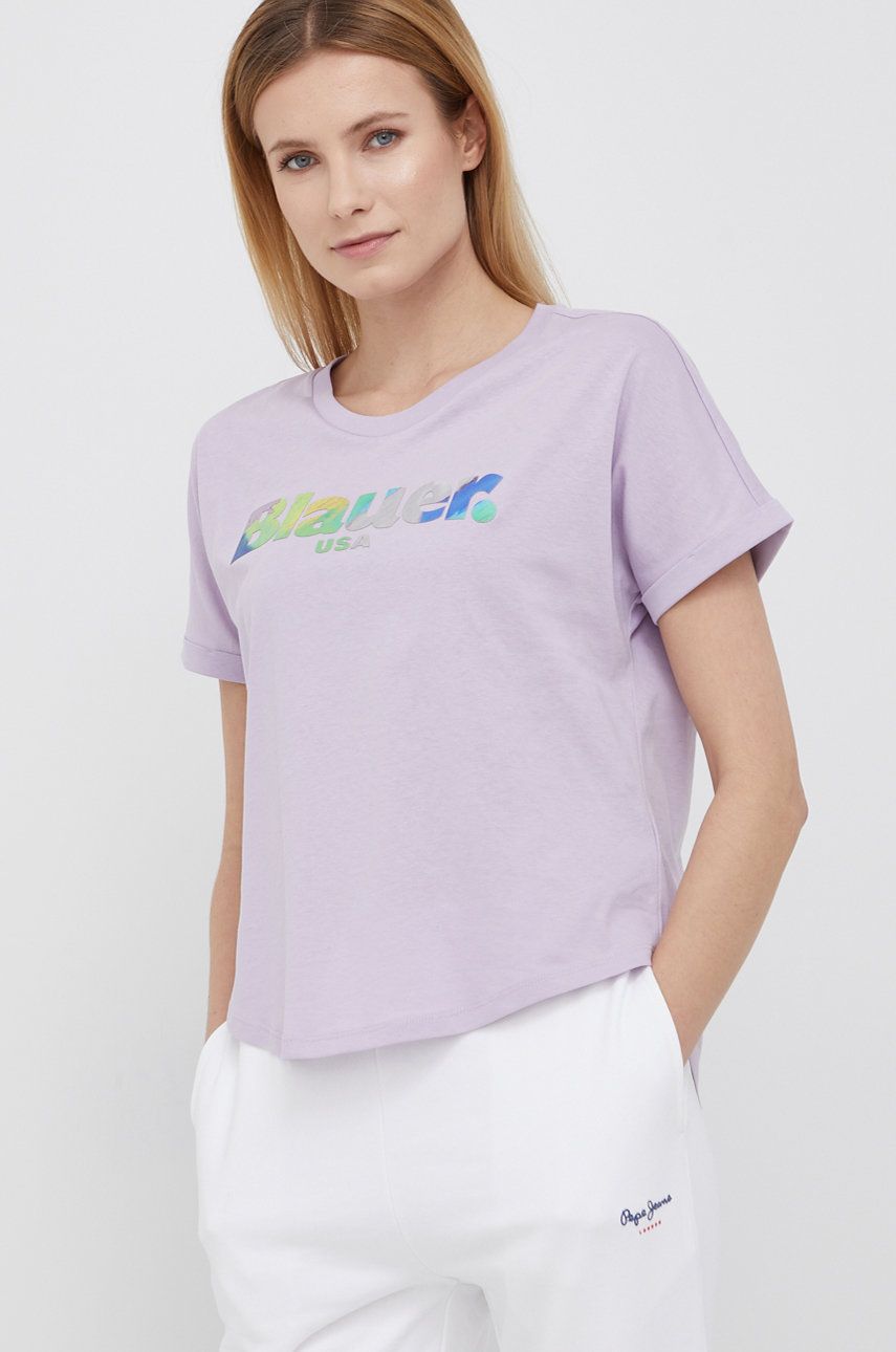Blauer tricou din bumbac culoarea violet answear imagine noua