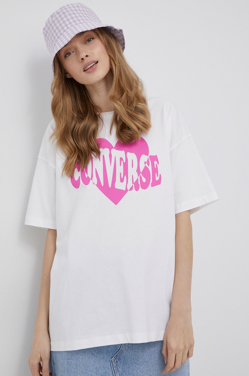 

Памучна тениска Converse в бяло, Бял