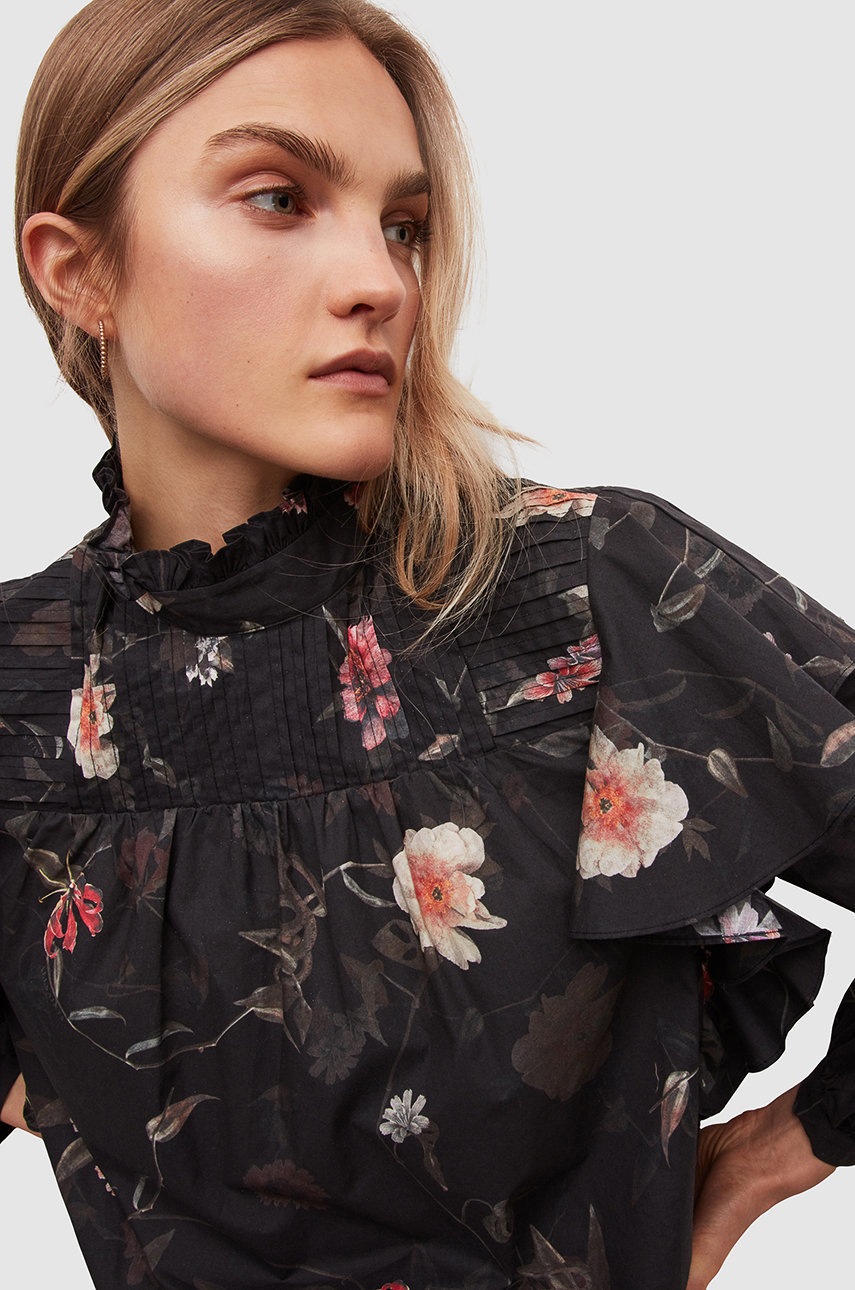 

Бавовняна блузка AllSaints колір чорний