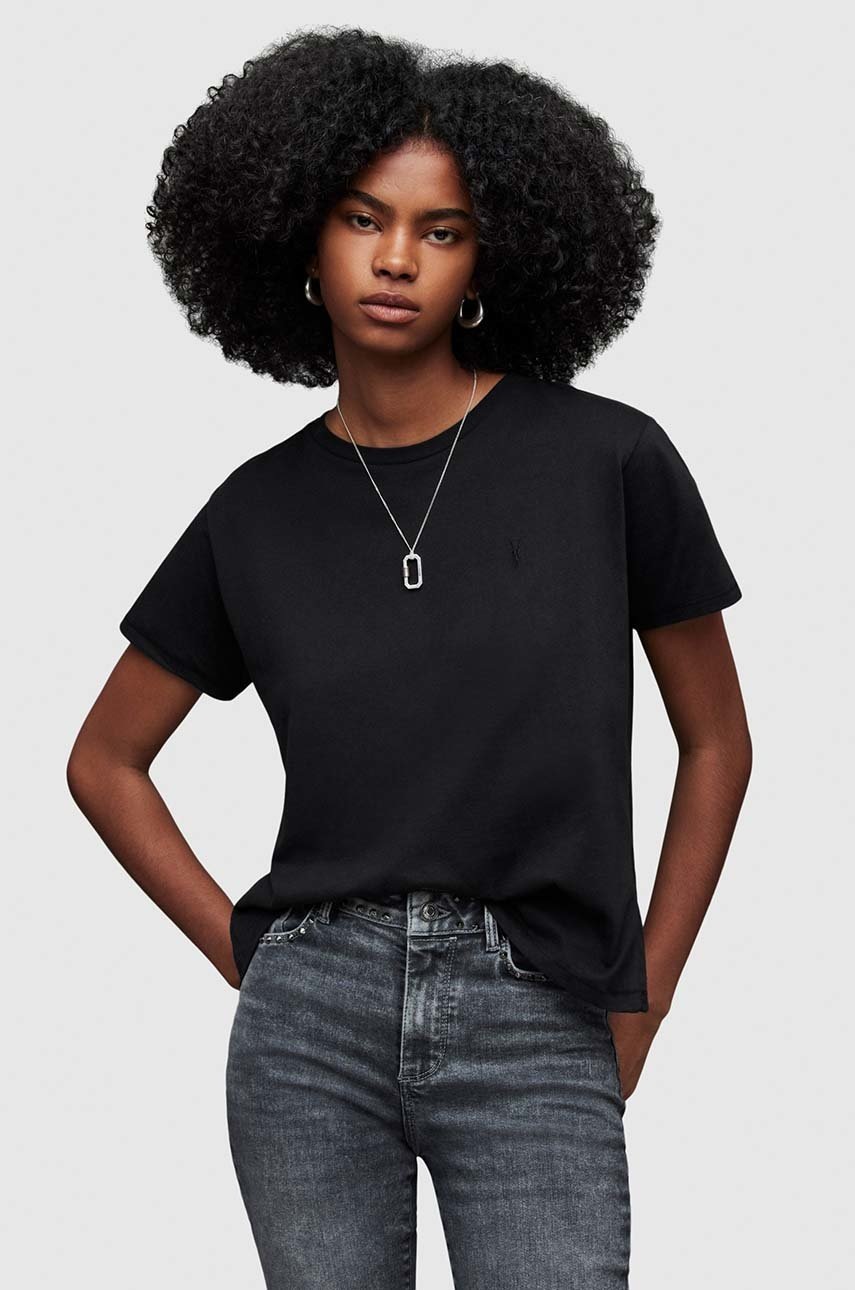

Памучна тениска AllSaints в бяло, Черен