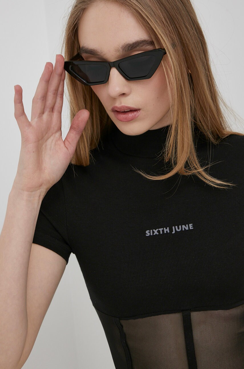 Sixth june tricou femei, culoarea negru, cu turtleneck