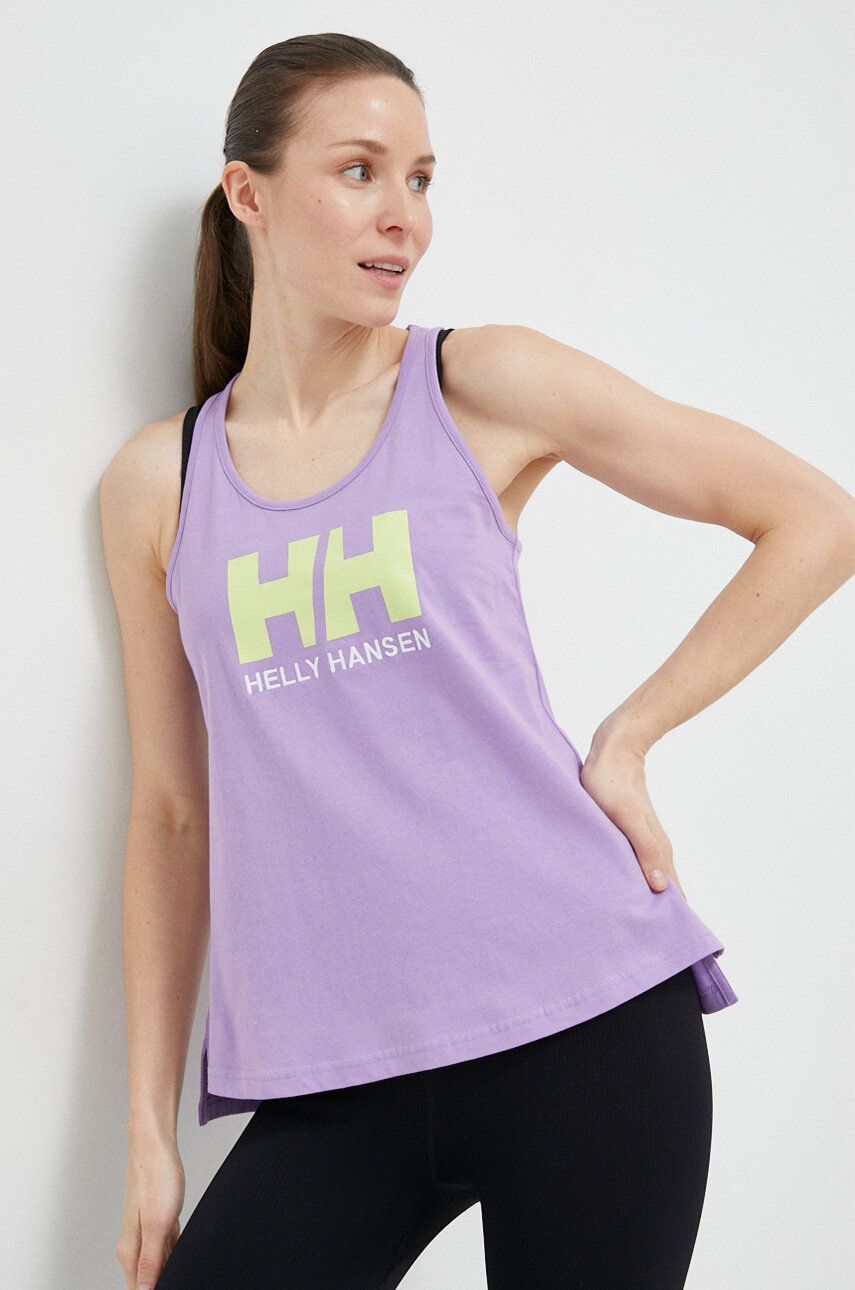 Bavlněný top Helly Hansen fialová barva, 33838-002 - fialová -  100 % Organická bavlna