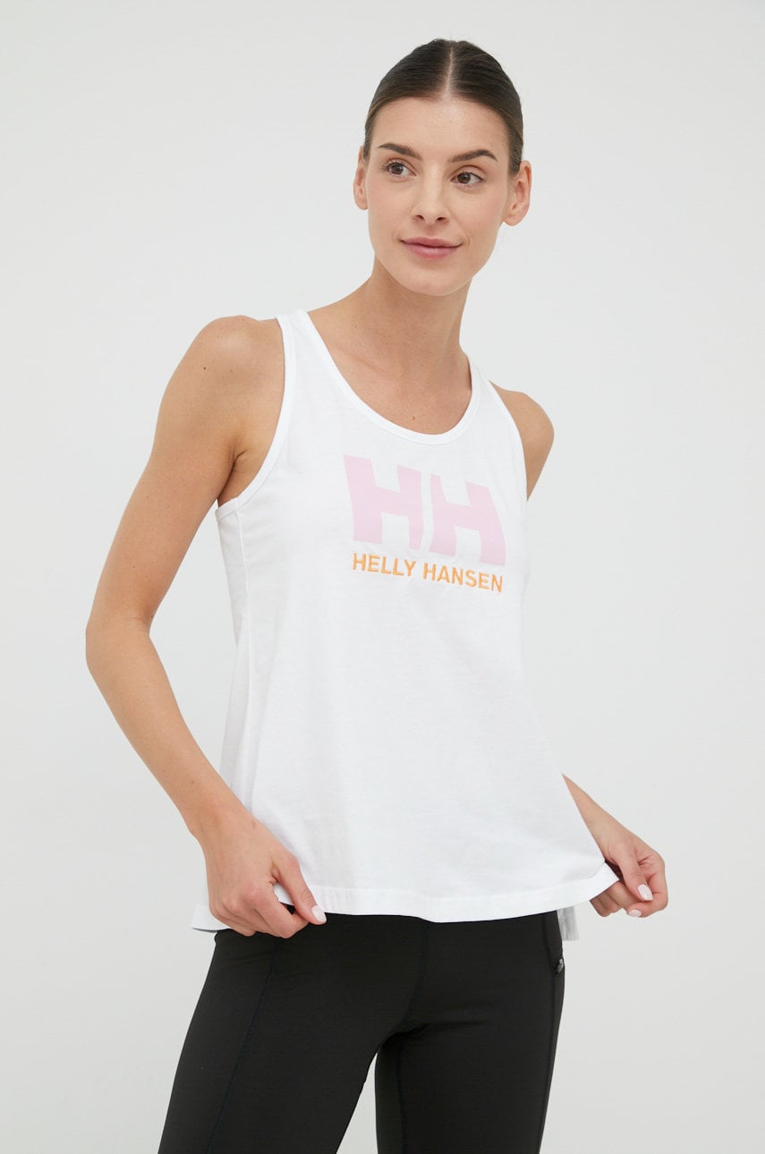 Helly Hansen top din bumbac culoarea alb