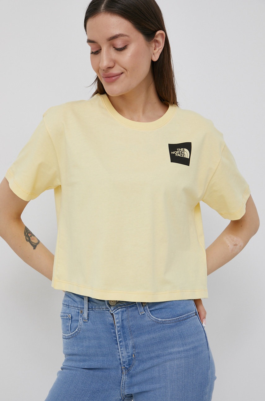 

Памучна тениска The North Face в жълто, Жълт