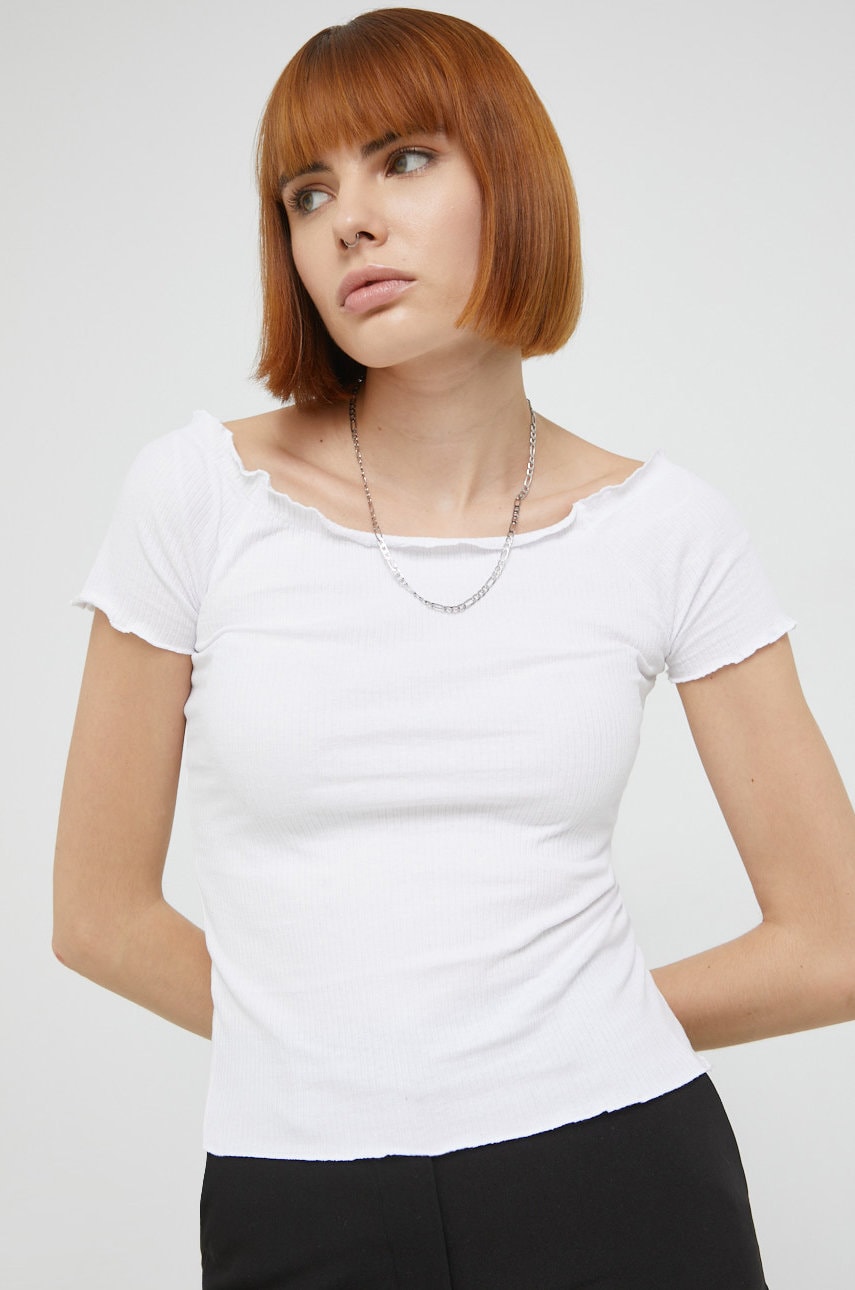 Brave soul tricou femei, culoarea alb, decolteu spaniol