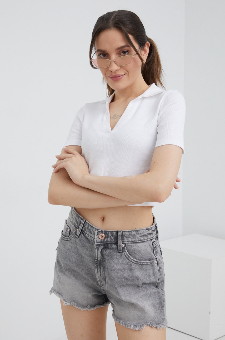 Brave soul tricou polo femei, culoarea alb, cu guler
