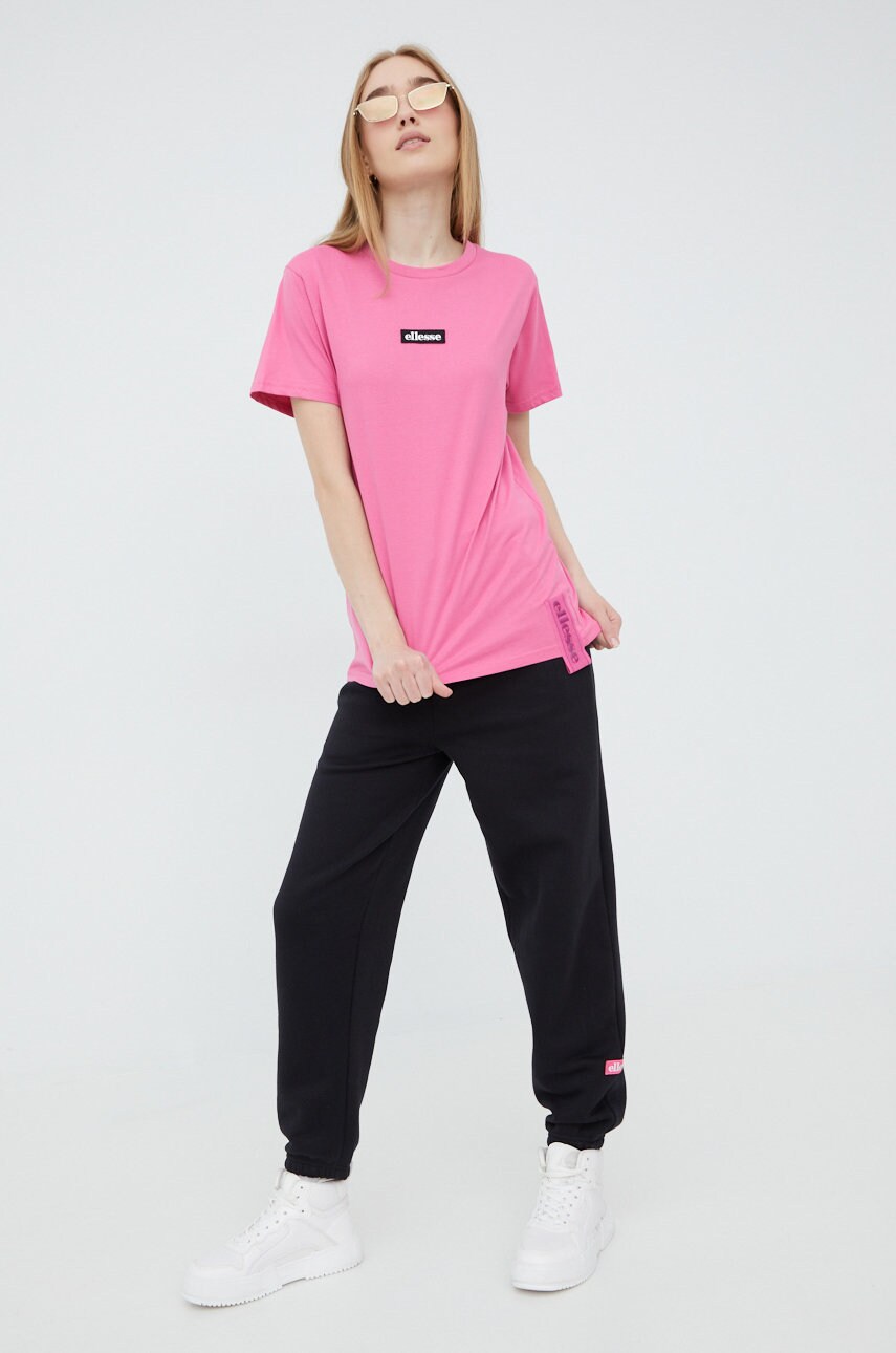 

Хлопковая футболка Ellesse цвет розовый