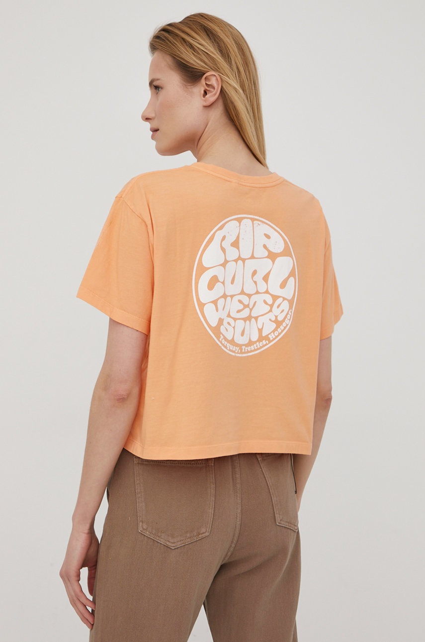 

Памучна тениска Rip Curl в оранжево, Оранжев