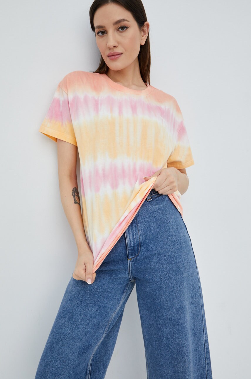 Rip Curl tricou din bumbac culoarea roz