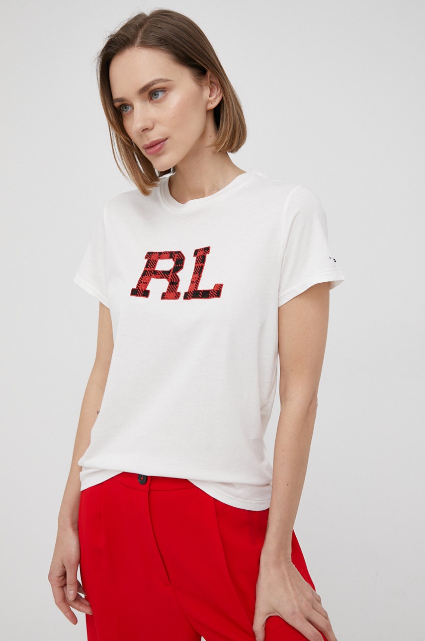 

Хлопковая футболка Polo Ralph Lauren цвет бежевый