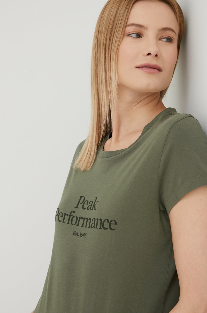 

Бавовняна футболка Peak Performance колір зелений