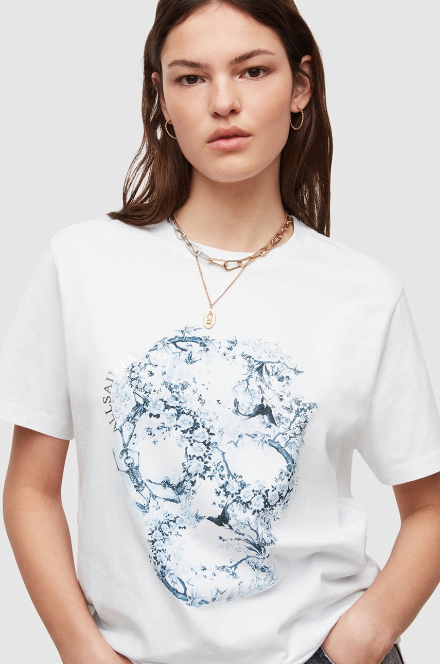 

Бавовняна футболка AllSaints колір білий