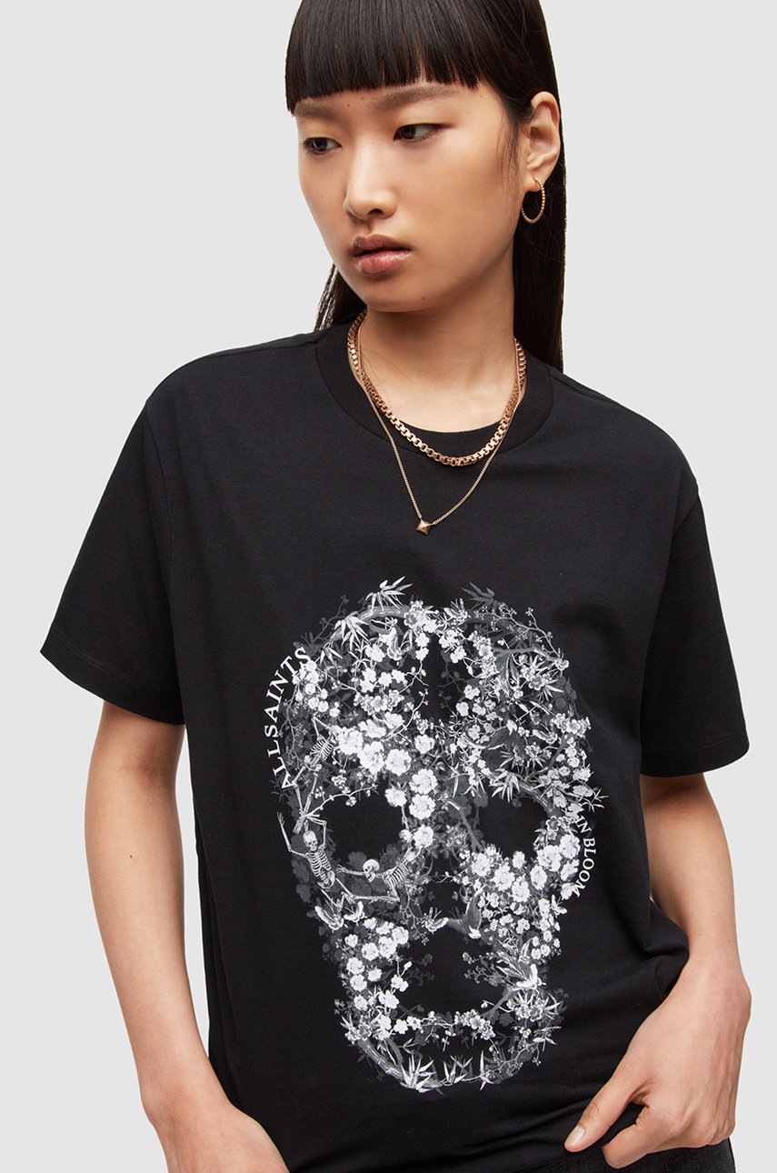 

Бавовняна футболка AllSaints колір чорний