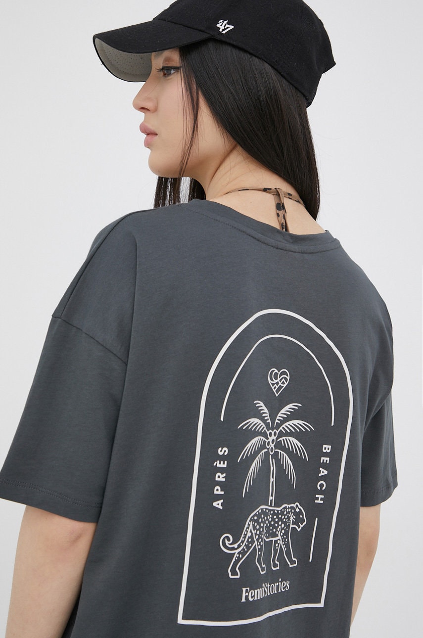Femi stories tricou din bumbac culoarea gri