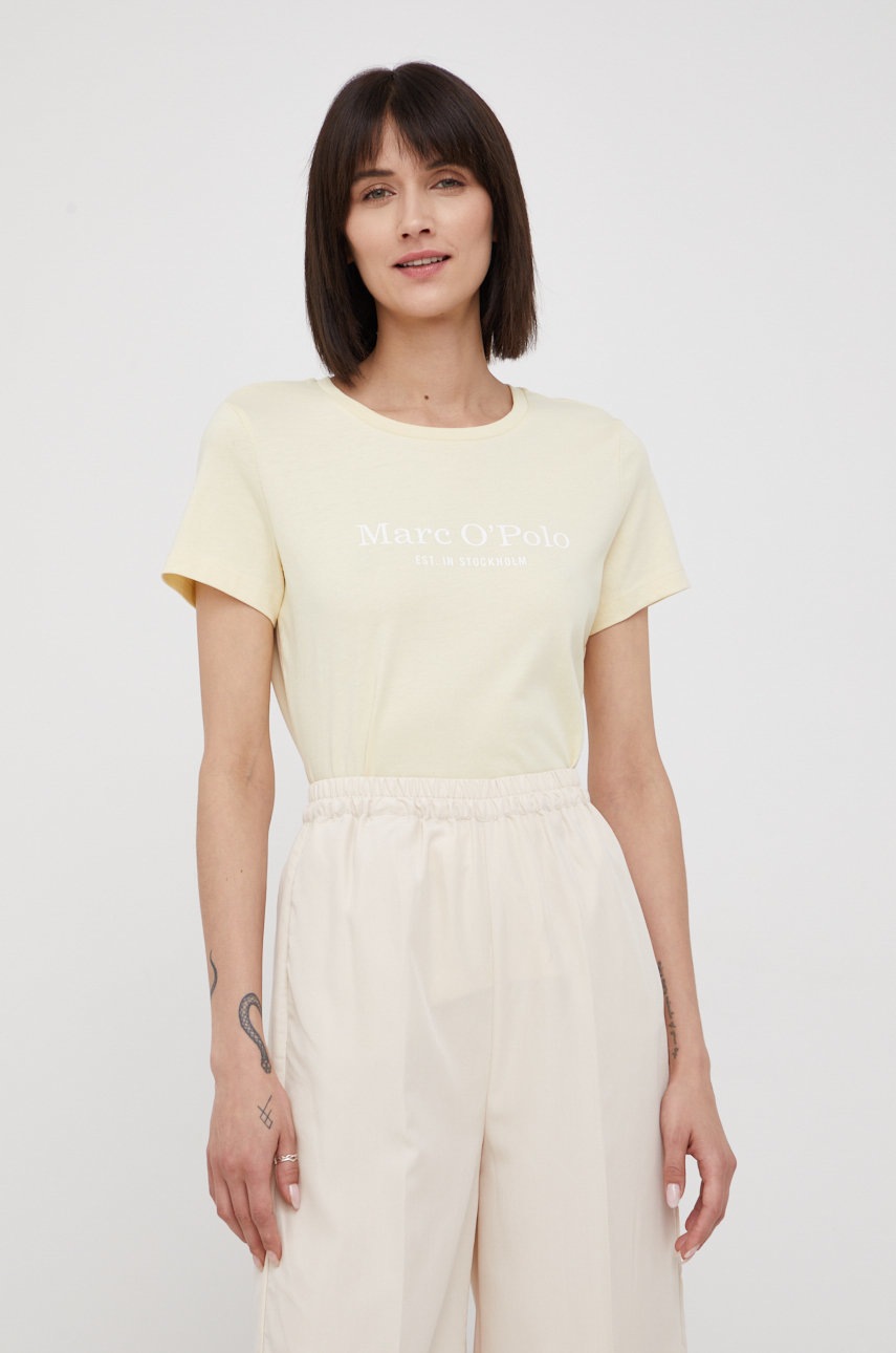 

Памучна тениска Marc O'Polo в жълто, Жълт