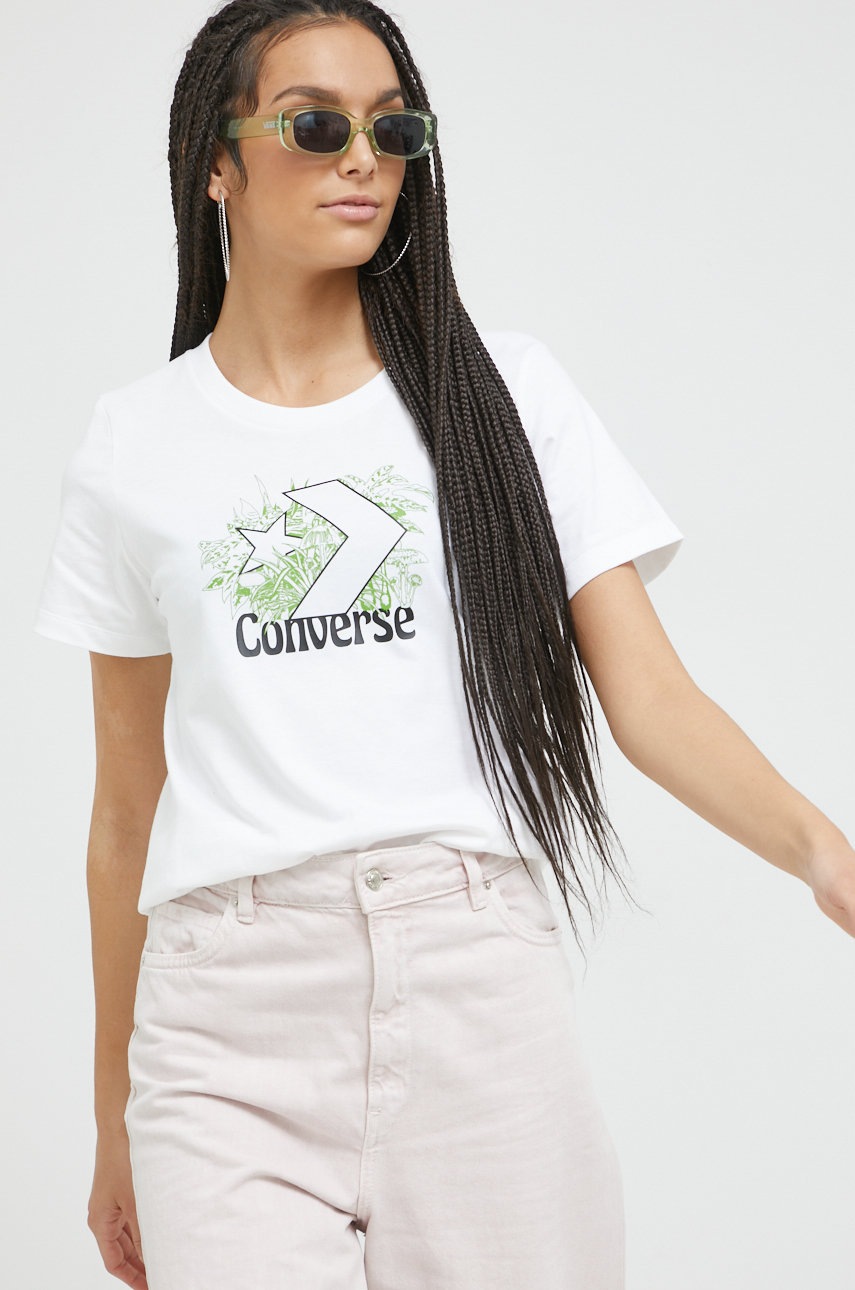 

Памучна тениска Converse в бяло, Бял