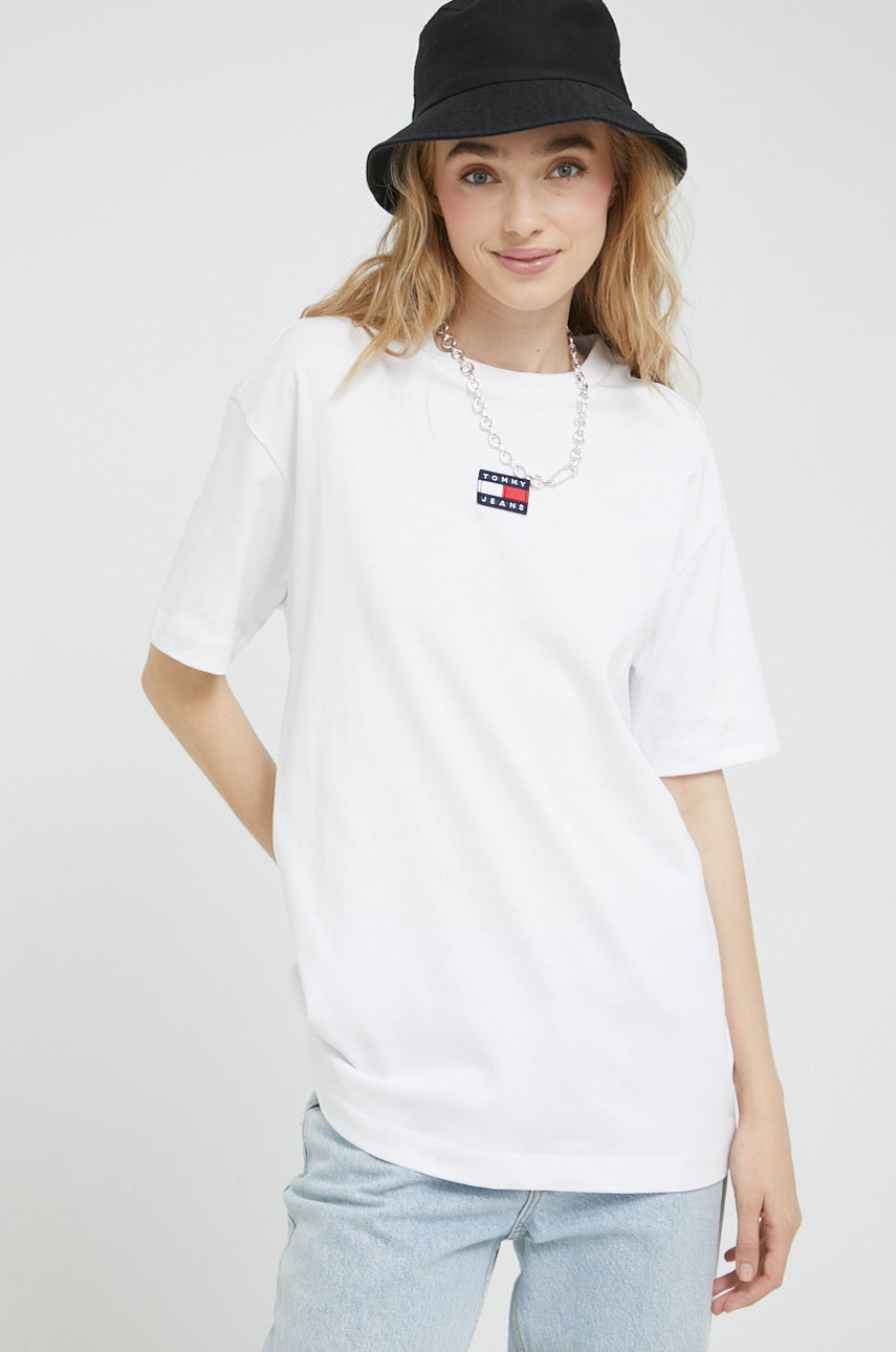 

Хлопковая футболка Tommy Jeans цвет белый