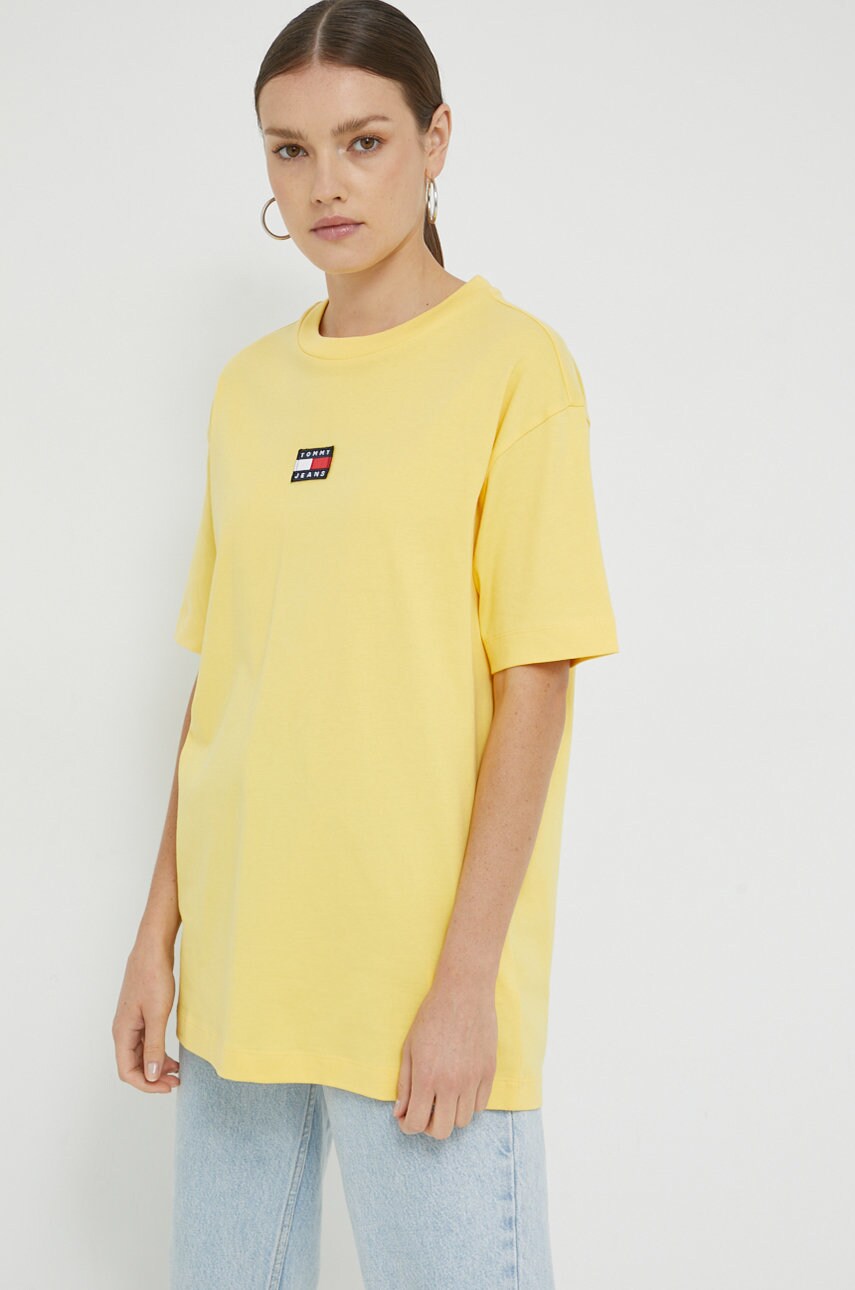 

Хлопковая футболка Tommy Jeans цвет жёлтый