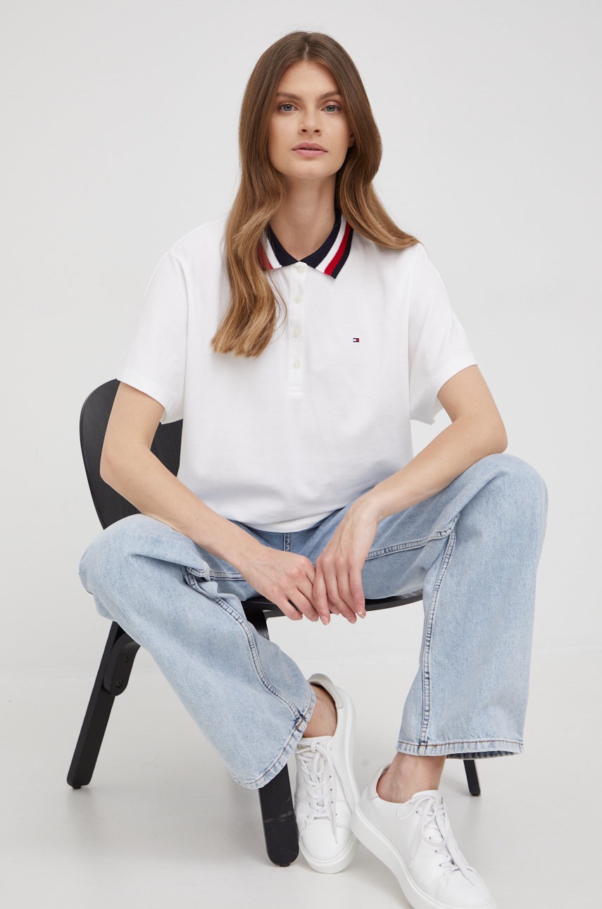 

Поло Tommy Hilfiger женский цвет белый