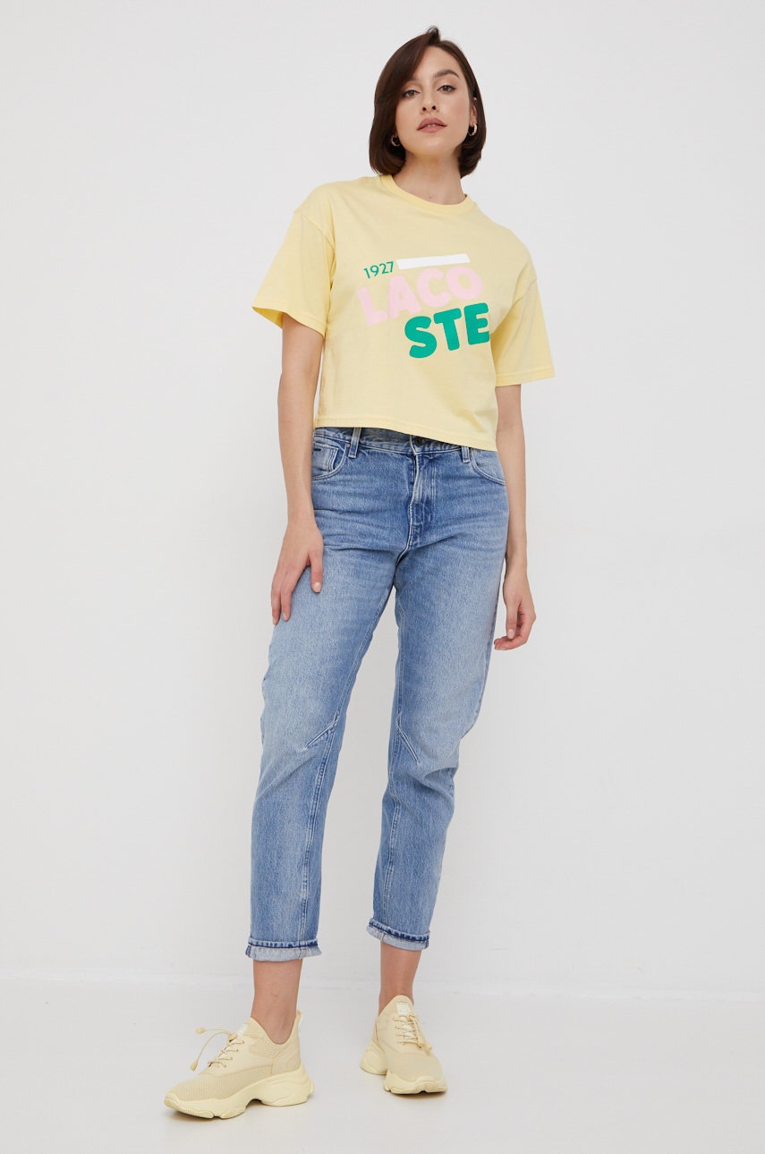 

Хлопковая футболка Lacoste цвет жёлтый