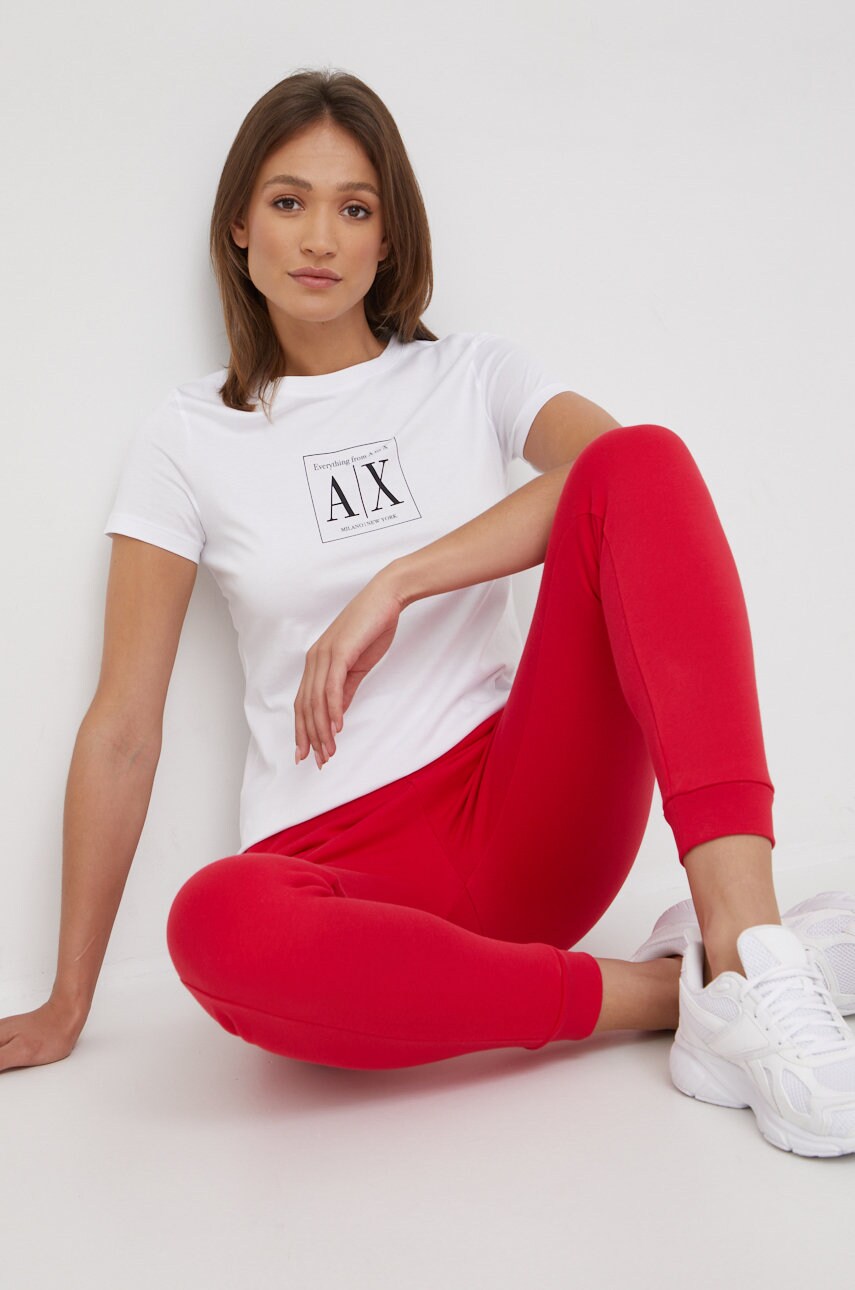 

Памучна тениска Armani Exchange в бяло, Бял