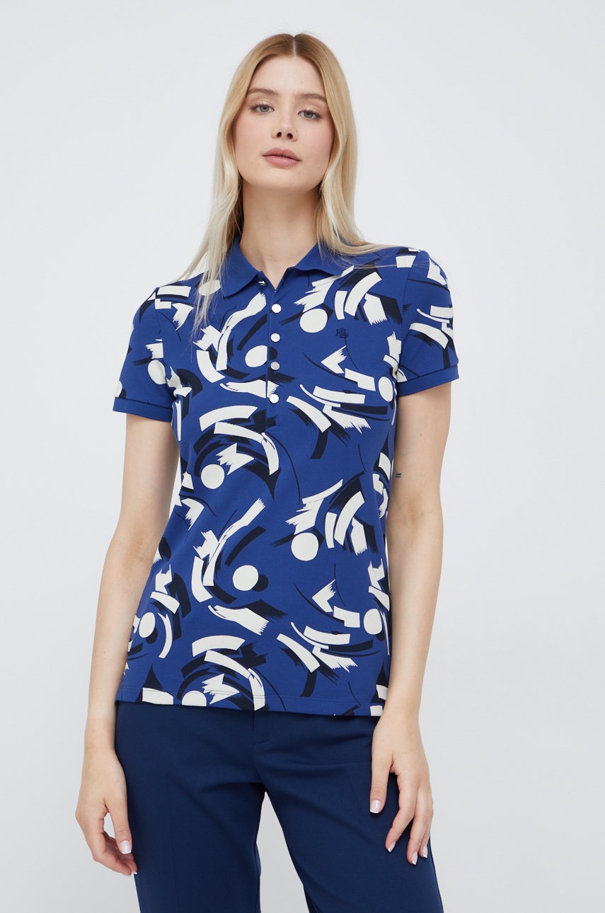 

Тениска с яка Lauren Ralph Lauren в тъмносиньо, Тъмносин