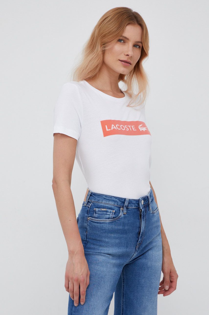 Lacoste t-shirt TF0224 damski kolor biały