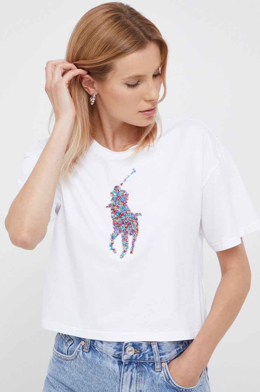 

Памучна тениска Polo Ralph Lauren в бяло, Бял