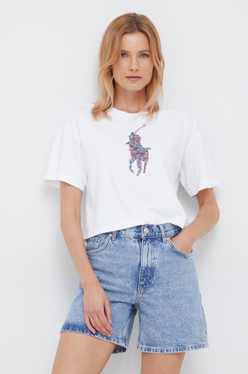 

Хлопковая футболка Polo Ralph Lauren цвет белый