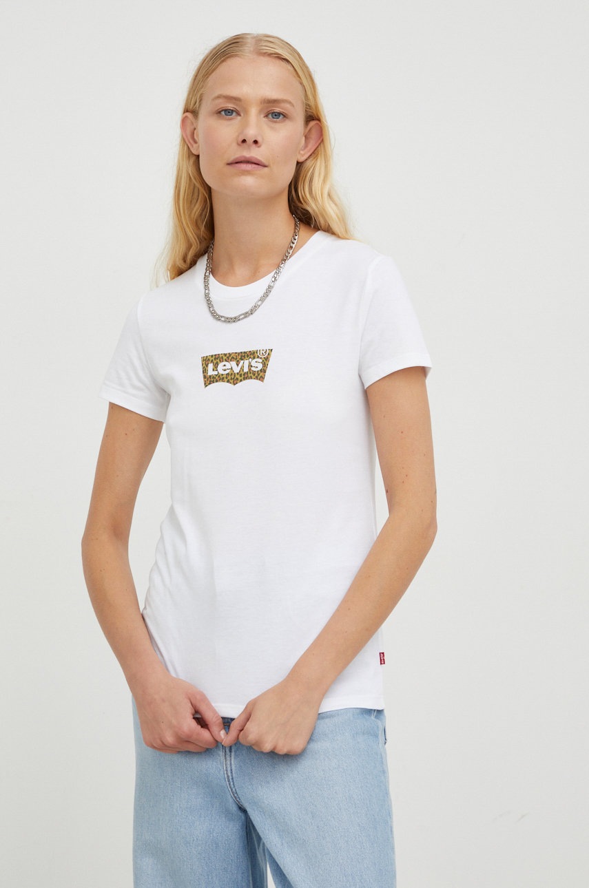 

Памучна тениска Levi's в бяло, Бял
