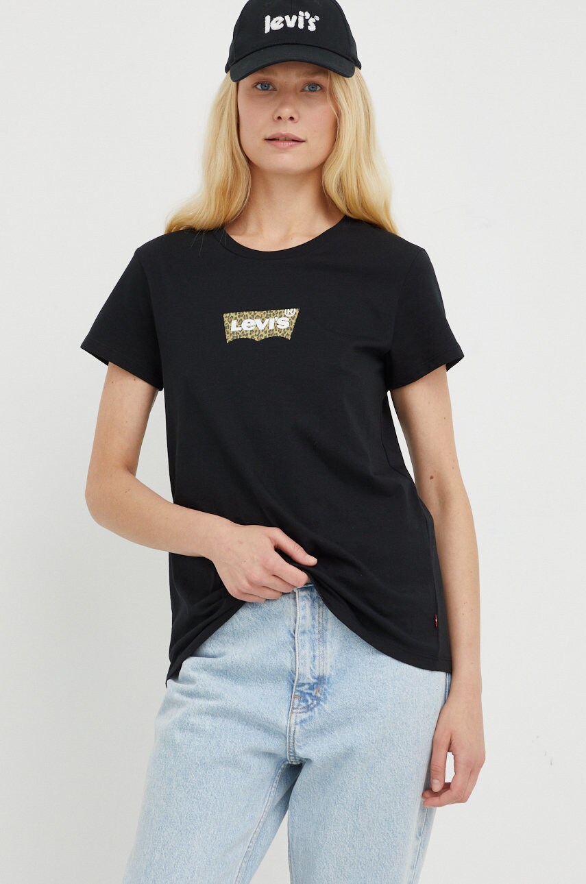 

Памучна тениска Levi's в черно, Черен