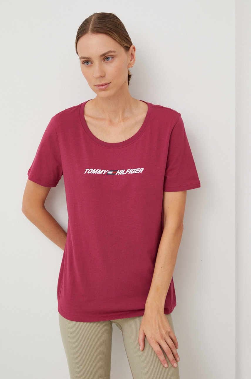 

Памучна тениска Tommy Hilfiger в лилаво, Виолетов