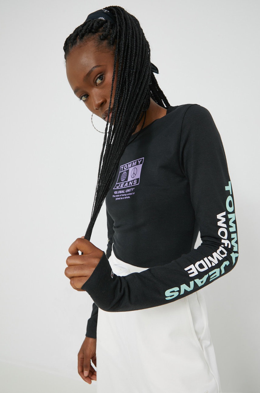 

Боди Tommy Jeans дамско в черно, Черен