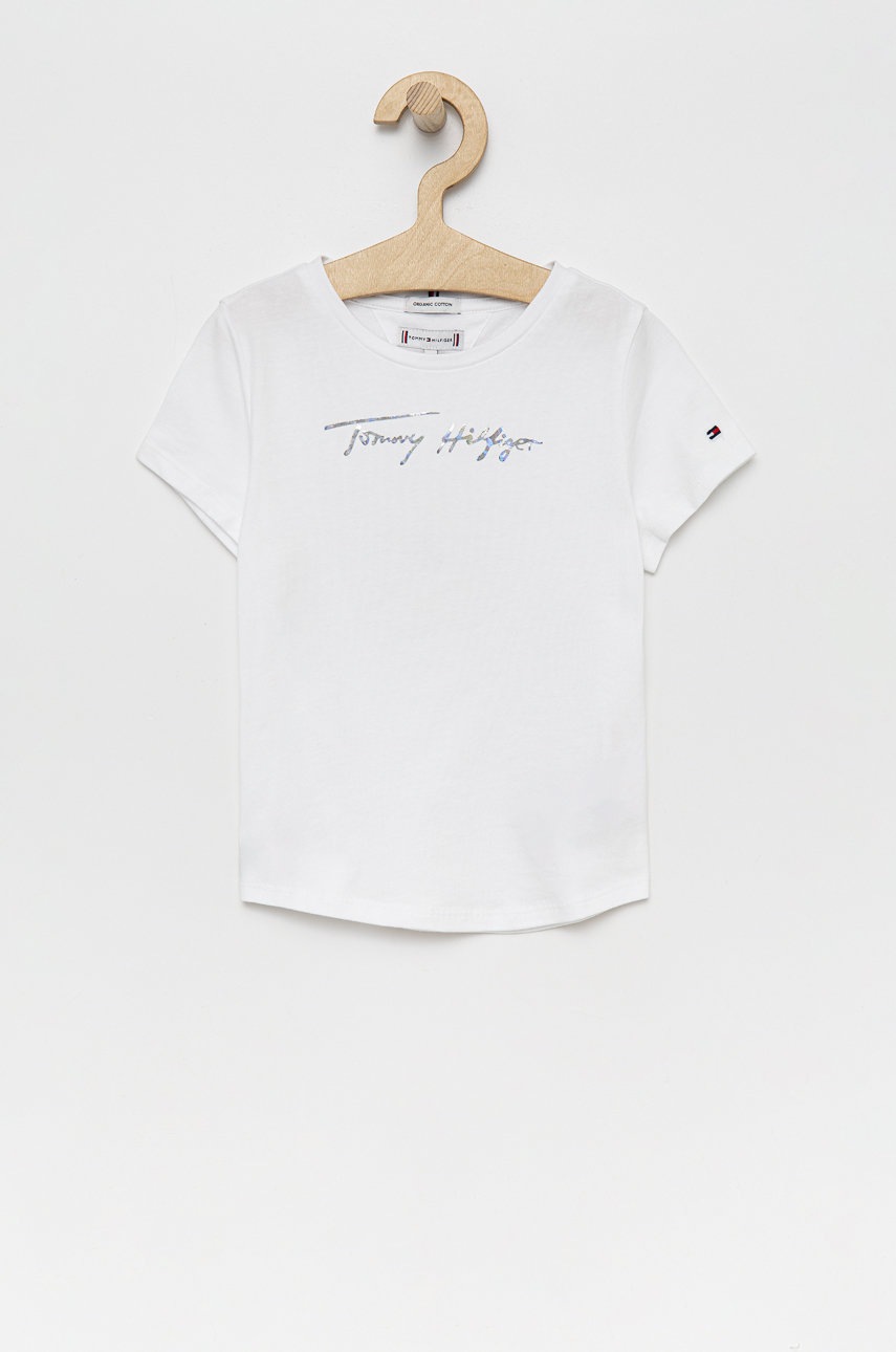 

Детска памучна тениска Tommy Hilfiger, Бял