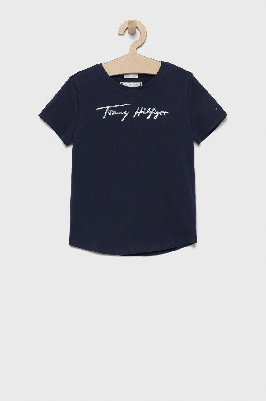 Dětské bavlněné tričko Tommy Hilfiger - námořnická modř -  100% Bavlna