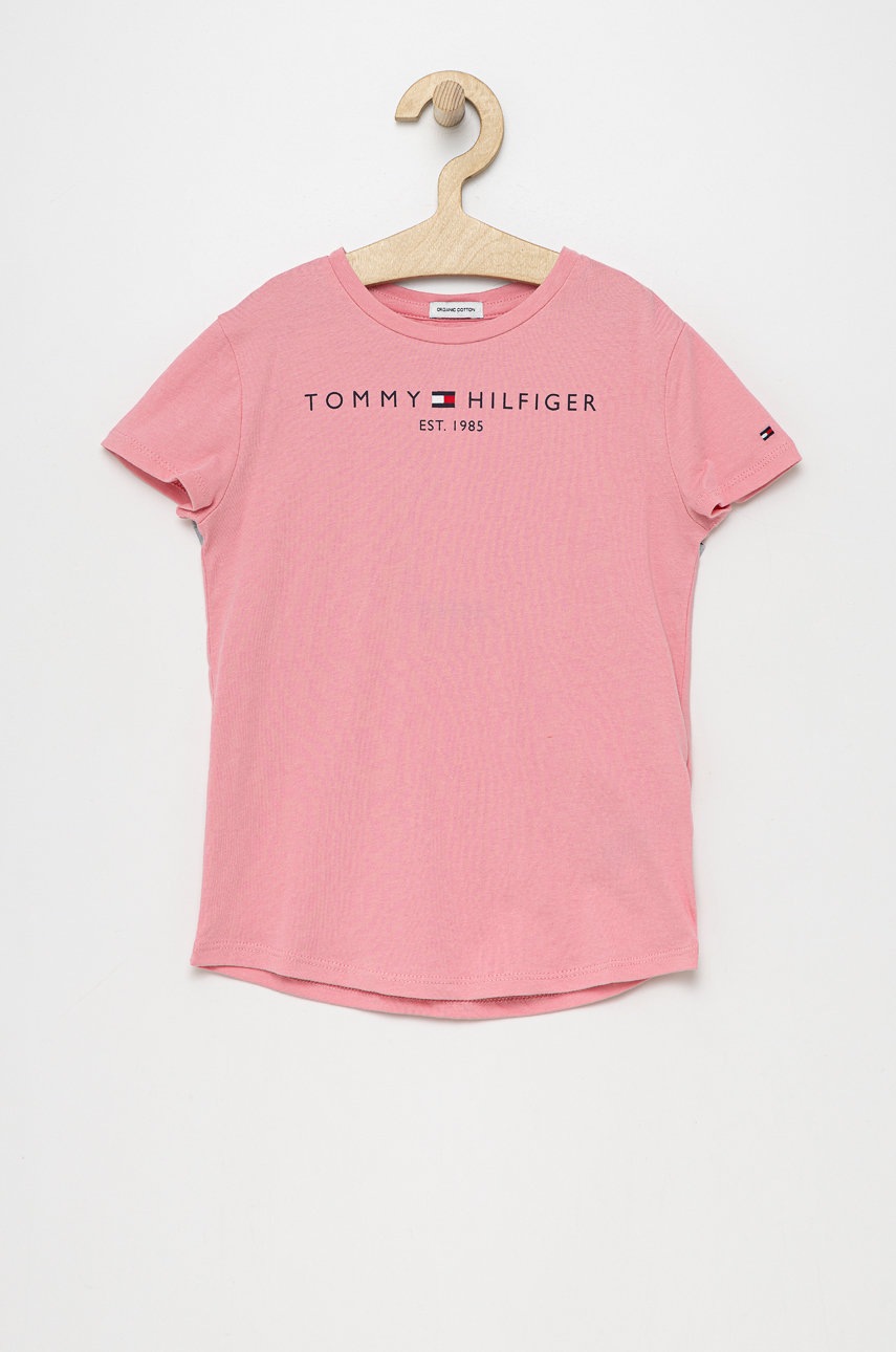 

Детска памучна тениска Tommy Hilfiger в розово, Розов