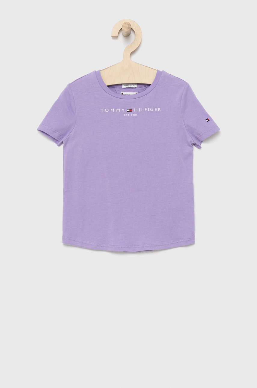 

Детска памучна тениска Tommy Hilfiger в лилаво, Виолетов