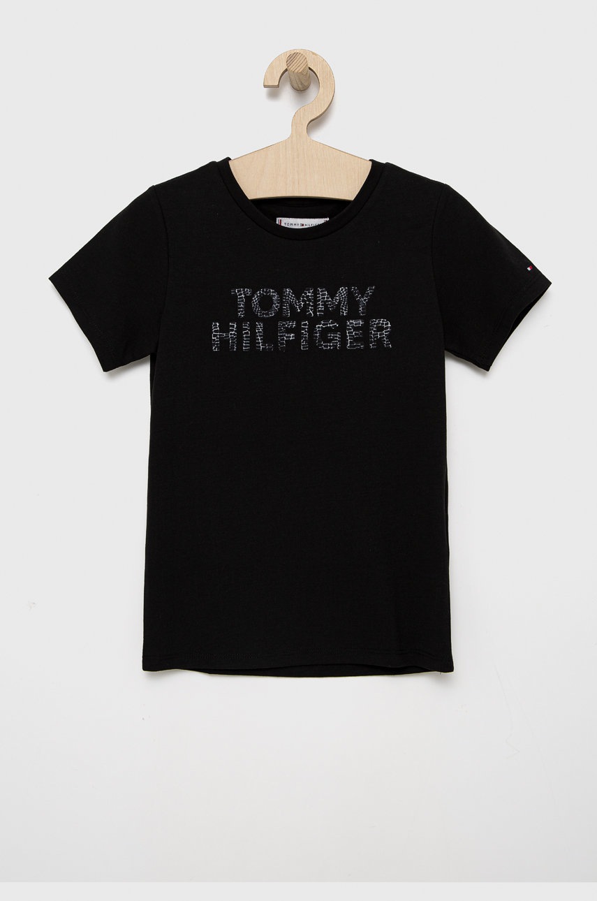 

Детска тениска Tommy Hilfiger в черно, Черен