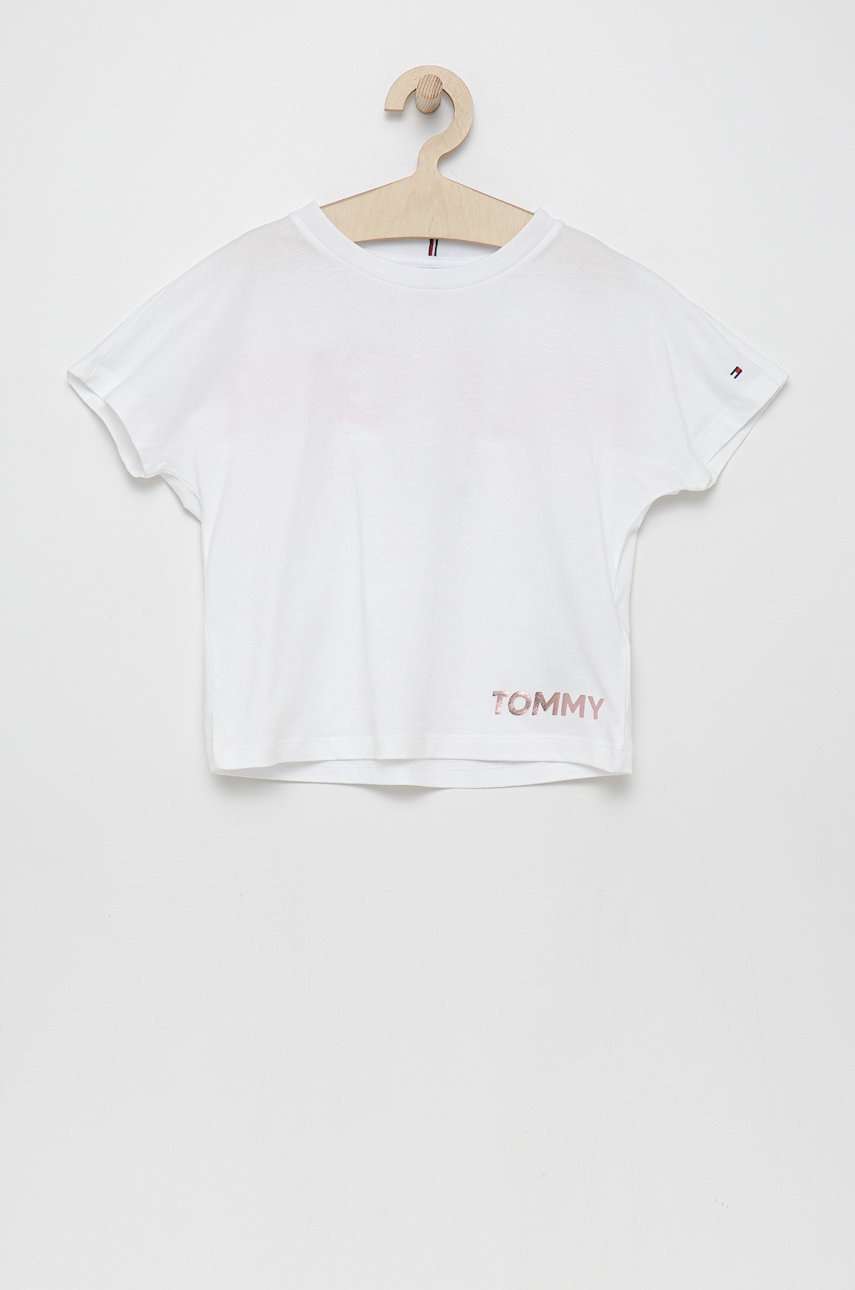 

Детска памучна тениска Tommy Hilfiger в бяло, Бял