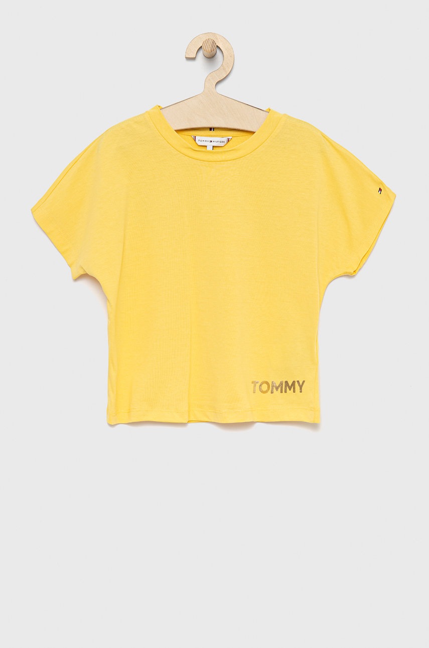

Детская хлопковая футболка Tommy Hilfiger цвет жёлтый