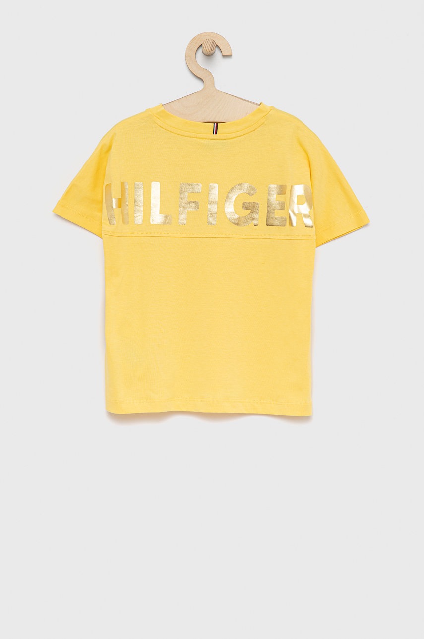 

Детская хлопковая футболка Tommy Hilfiger цвет жёлтый