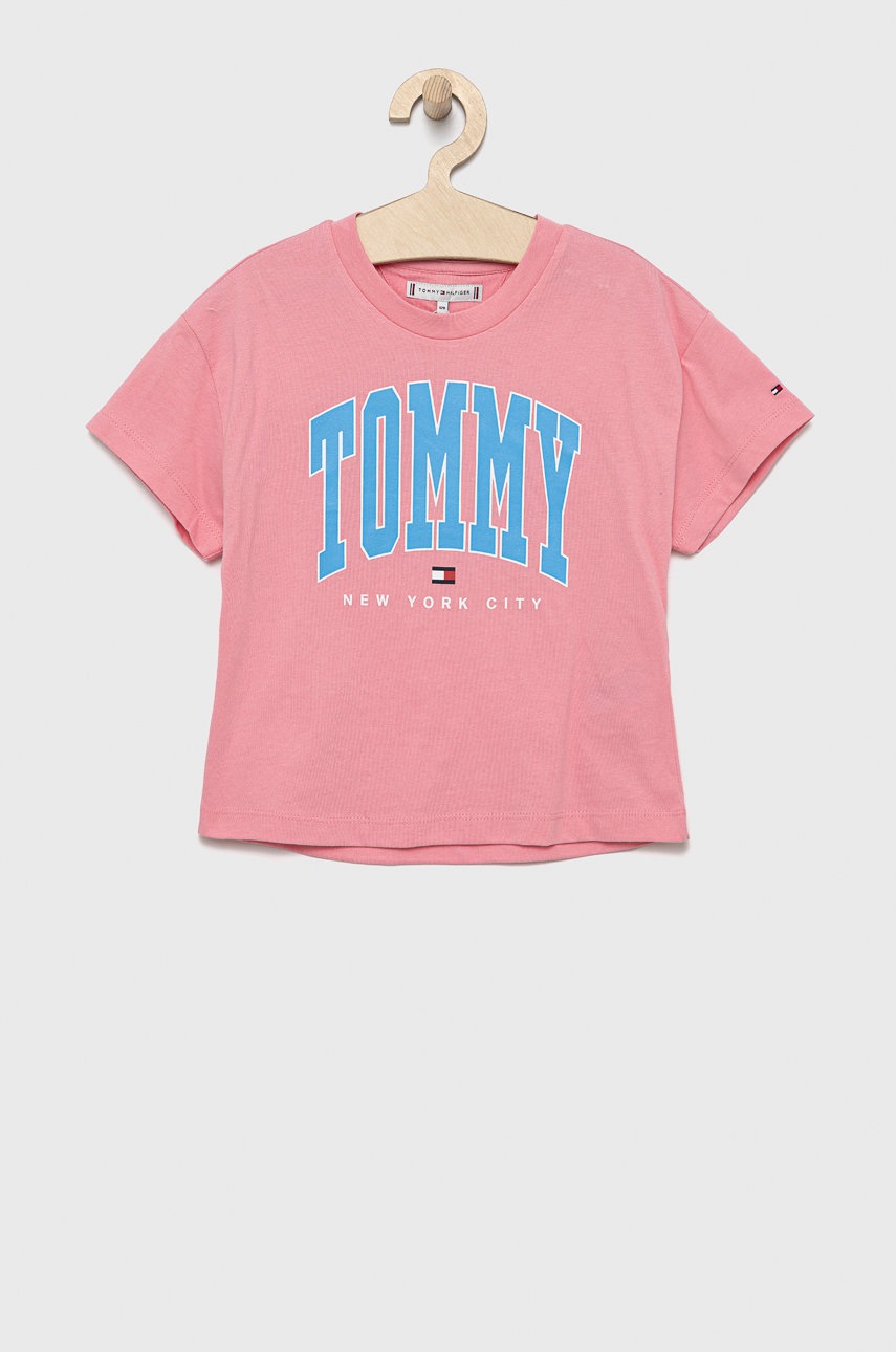 

Дитяча футболка Tommy Hilfiger колір рожевий