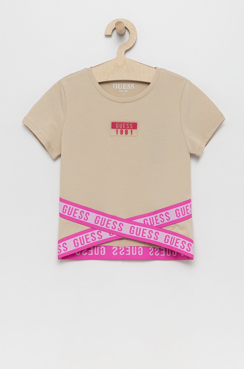 

Детска тениска Guess в жълто, Бежов