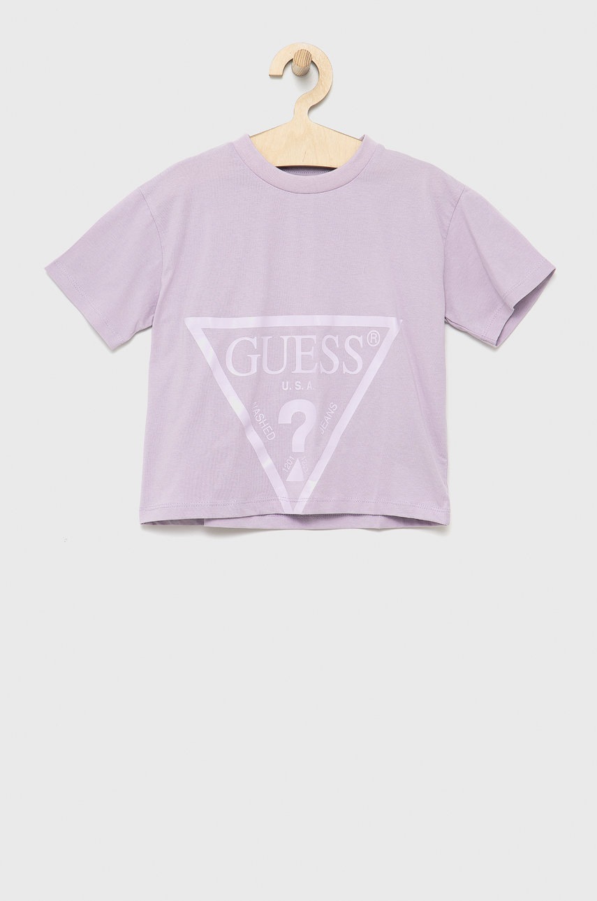 

Детска памучна тениска Guess, Виолетов